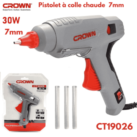 Pistolet à colle chaude 30W Ø 7mm CROWN | CT19026