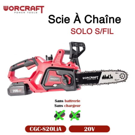 Scie À Chaîne SOLO S/FIL 20V(Sans batterie ni chargeur) WORCRAFT