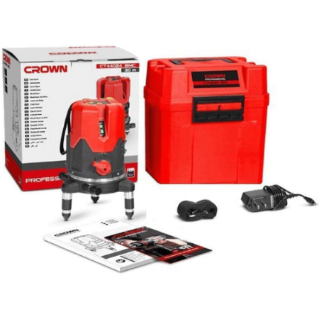 Niveau laser vert Crown 5 lignes, sac antichoc, 30 mètres, modèle CROWN - CT44024