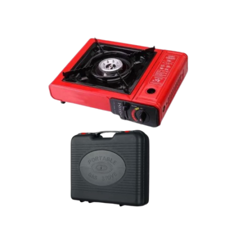 Réchaud à Gaz Portable pour Camping avec Allumage Automatique – Rouge